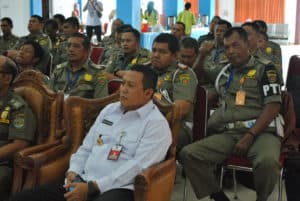 BNNP Kaltim - 105 anggpta satpol pp kaltim dan Linmas  berkesempatan mengikuti kegiatan Penyuluhan Anti Penyalahgunaan Narkoba yang diselenggarakan oleh Kementerian Pertahanan RI melalui Direktorat Jenderal Potensi Pertahanan (Ditjen Pothan) .