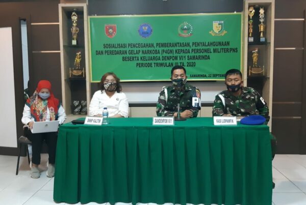 BNNP Kaltim - Melalui Sosialisasi P4GN, DANDENPOM VI / 1 SAMARINDA , Kampanyekan Cegah Peredaran Gelap dan Penyalahgunaan Narkoba dilingkungan TNI Dan Kluarga.
