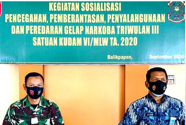 BNNP Kaltim - BNNK Balikpapan ,,,,,, TNI bagian garda terdepan dalam pertahanan dan kemananan NKRI memiliki nilai strategis untuk mendukung program Pencegahan Pemberantasan Penyalahgunaan dan Peredaran Gelap Narkotika (P4GN).